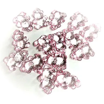 £3 • Buy 20 X Baby Pink Teddy Bear Charms Clear Charms Baby Shower, Dummy Clips
