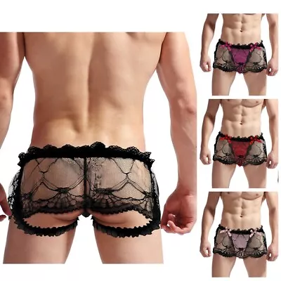 US Men Sissy Lace Crossdress Panties Girly Skirted Thong Bikini Briefs Underwear • $8.27