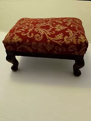 Antique Footstool With Floral Design And Solid Wood Cubic Queen Anne Legs  • £34.50