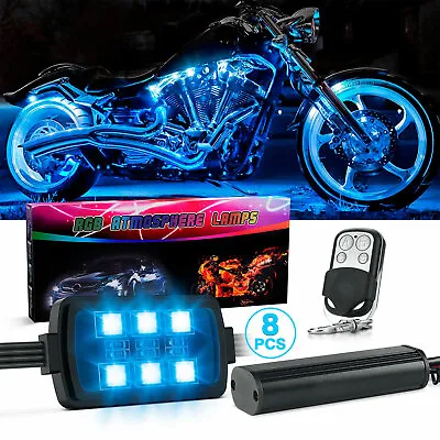 8pcs Motorcycle RGB LED Lights Kit Multi-Color Underglow LED W/Remote Controller • $39.99