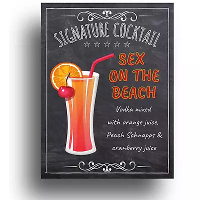 £4.89 • Buy Sex On The Beach Cocktail Recipe Sign Metal Plaque Poster Home Decor Tiki Bar