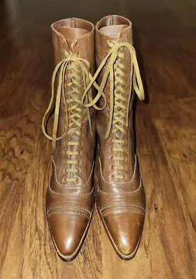 $300 • Buy VTG Queen's Quality Antique Victorian Boots Womens Brown Leather High Lace Up