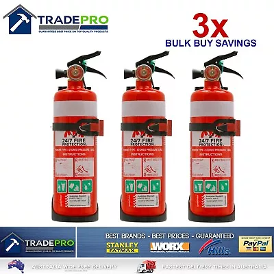 3x Fire Extinguishers 1kg ABE Quell Chubb Dry Powder 1kg &Bracket Car Boat Home • $109