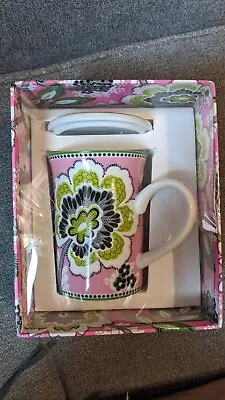 Vera Bradley Pink Pricilla Coffee Mug With Lid New In Box • $13