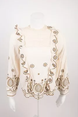 Zara Womens Embroidered Lace Top Shirt Floral Sz XS Ecru Off White NWT 3067/123 • $27.99