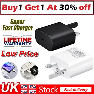 Genuine 25W Super Fast Type C Charger Plug/Cable For Samsung Galaxy S20 S21 S22 • £2.75