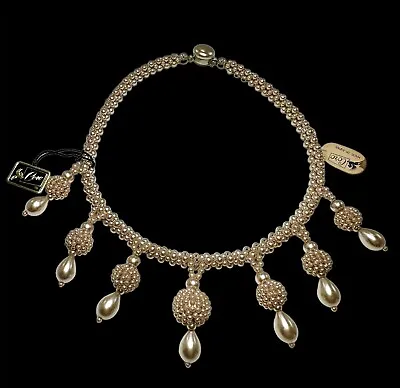 Coro Pegasus Bib Pearl Necklace Original Tags Champagne Vintage 1940’s Japan NOS • $199