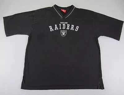 Oakland Raiders Shirt Mens 2XL XXL Black V Neck NFL Football Short Sleeve Y2K ^ • $24.97