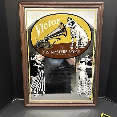 Vintage Victor Mirror Wall Sign Framed His Master's Voice Dancing Partners • $159.99