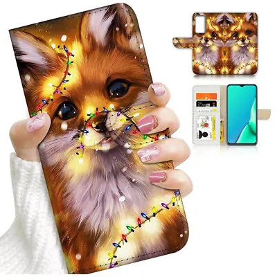 $13.99 • Buy ( For Oppo A57 / A57S ) Wallet Flip Case Cover AJ24492 Cute Fox