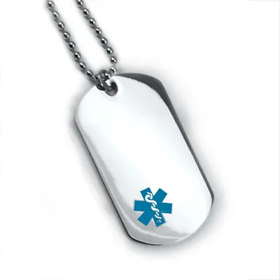 Medical Alert ID Dog Tag And Necklaces. Free Wallet Card! Free Engraving! • $29.99