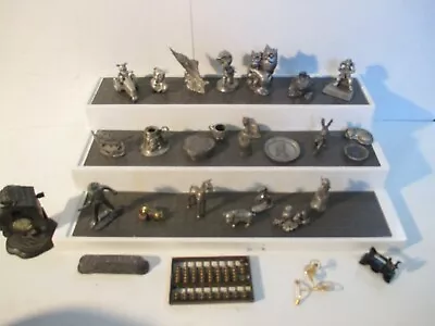 Lot Vintage Pewter & Metal Miniatures Owls Frogs Soldiers • $30