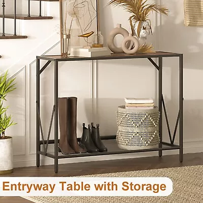 2-Tier Console Table Side/End Table W/Mesh Shelf Entryway Hallway Vintage Tables • £29.50