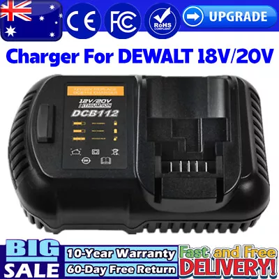 For DeWalt 18V/20V 6.0AH Rapid Battery Charger For DCB200 Li-Ion Slide DCB112 AU • $29.99