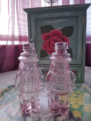 Rare Vintage Pink  Depression Glass American Mr Peanut Salt/ Pepper Shakers ~ 6  • $75.97