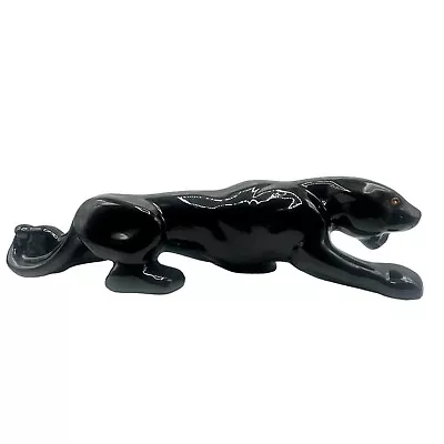 Vintage MCM Style Black Jaguar Panther Large Ceramic Jungle Cat Figurine Statue • $48