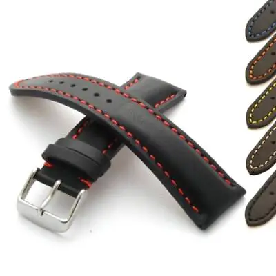 Genuine Leather Watch Strap Band Padded Stitched 18mm 20mm 22mm 24mm Mens Womens • £16.95