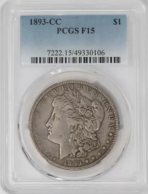 1893-CC Morgan Silver Dollar $ F15 PCGS 948584-21 • $800