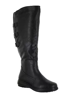 EASY STREET Womens Black Metal Hardware Presley Round Toe Wedge Boots 6.5 M WC • $11.99