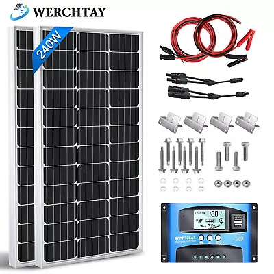 200W 240W Watt 12V 24V Volt Mono Solar Panel Kit RV Caravan Shed Battery Charger • £143.99