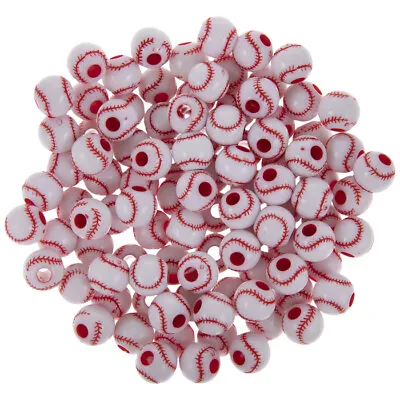 Baseball Plastic Beads Multicolored Craft Supplies 100 Count • $6.99