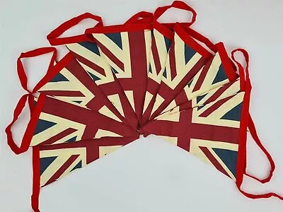 King Charles Vintage British Union Jack Flag Fabric Coronation Bunting Banner • $42.33