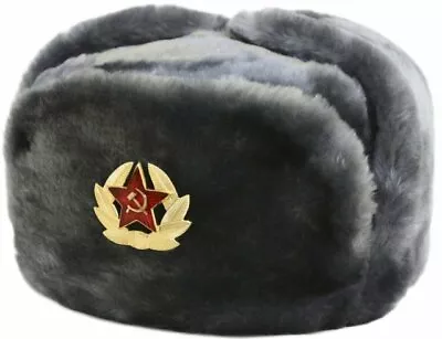 £14.99 • Buy Russian Soviet Ussr Army Faux Fur Hat Badge Classic Grey Ushanka Cold War Siz 60