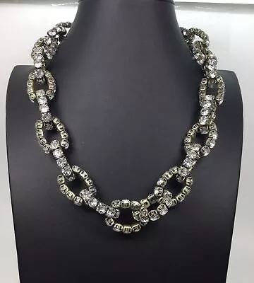 J. Crew Silvertone Clear Rhinestone Chain Link Necklace • $13