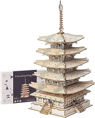 $60 • Buy Japan, Horyuji, Five-story Pagoda, 3D Puzzle, Wooden Puzzle, Model Making Kit