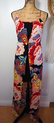 Floral Vibrant Spaghetti Strap Dress Long Flowy Skirt Dress Size Small NWOT • $5