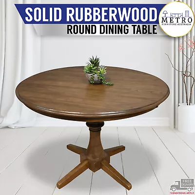 Rustic Look Rubberwood Legs Solid Round Dining Table Dining Room Furniture • $399