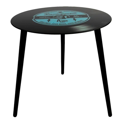 £44.95 • Buy 1970's Style Vinyl Record Style Funky Retro Side Table 50cm - Glass & Wood