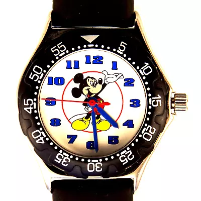 Mickey Mouse Disney Time Works Fossil Watch Easy Read Number Dial Diver Look $89 • $88.85