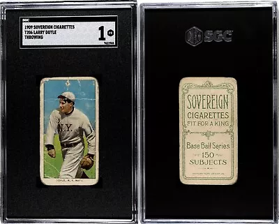 1909-1911 T206 Larry Doyle Throwing New York Giants SGC 1 ***Sovereign 150*** • $129.99