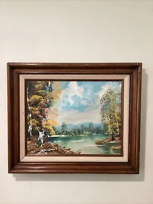 Vintage Painting On Canvas “Early Fall “ Russian School Landscape Framed Signed  • $200