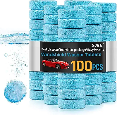 Car Windshield Washer Tablets - 100 PCS Washer Fluid Tablets Glass Cleaner Conce • $9.80
