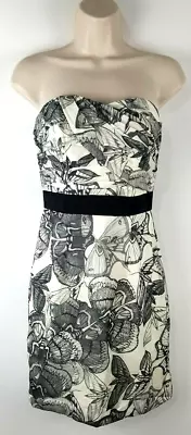 NWT H&M Women’s Strapless Dress Sz 6 Moths/Floral Print Waistband Back ZIp Liner • $19.99