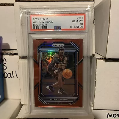 Allen Iverson Psa 10 2022-23 Prizm #281 Red Prizm 76ers #/299 Pop 6 • $24.99