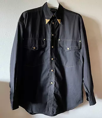 VERSACE  Jeans Signature  Black Shirt Medusa Gold Button Size S • $250