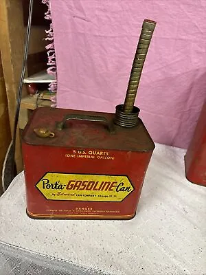 Vintage Gasoline Porta Can Metal Gas Can Edward Can Co. 5 Quarts Spout Attached  • $24.50