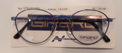 Vintage GIRARD 6822 Grape 52/18 P3 Round Eyeglass Frame Lot New Old Stock #241 • $9.99