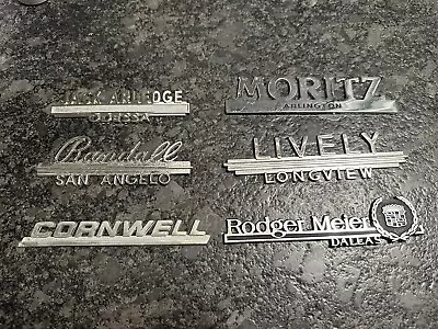 Vintage Metal Car Dealer Emblem Nameplate Badge Lot Of 6 Texas Dallas Odessa • $60