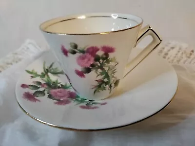 Vintage Royal Winton Grimwade England - Thistle Porcelain Tea Cup & Saucer • $26.99