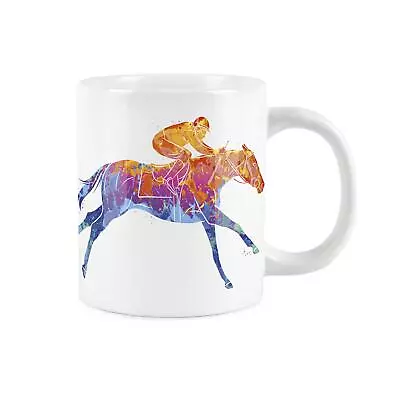 Horse Racing Paint Effect - Jumbo White Mug Coffee/Tea Gift For Sports Lovers • £13.49