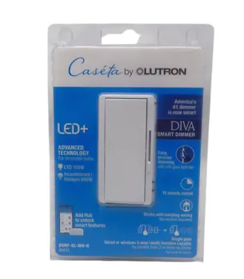 Lutron DIVA Caseta Smart LED+ Dimmer DVRF-6L-WH-R  DVRF-6L-WH White 3365 • $59