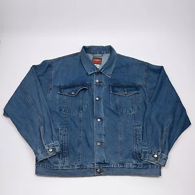 Vtg Wrangler Hero Trucker Jacket Mens 2XL XXL Blue Jean Denim • $23.85