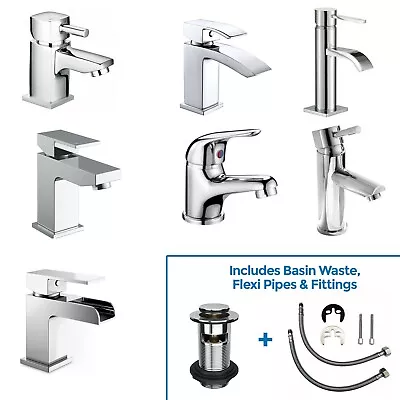 £32.99 • Buy Neshome Cloakroom Modern Bathroom Basin Sink Mono Chrome Mixer Tap & Waste