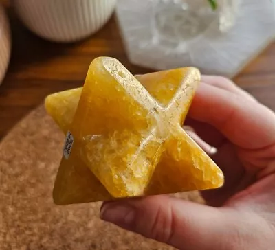 Large Merkaba Star Crystal Golden Healer Carving From Brazil • £25
