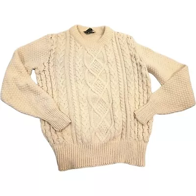 Vintage Women's LL Bean Cream White Cable Knit Fisherman Pullover Sweater S • $28