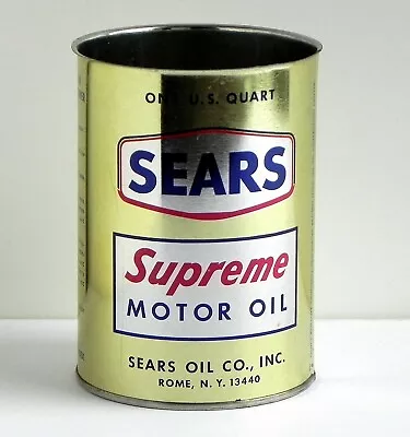 SEARS SUPREME MOTOR OIL Vintage Quart Can ! Unused And Mint ! • $28